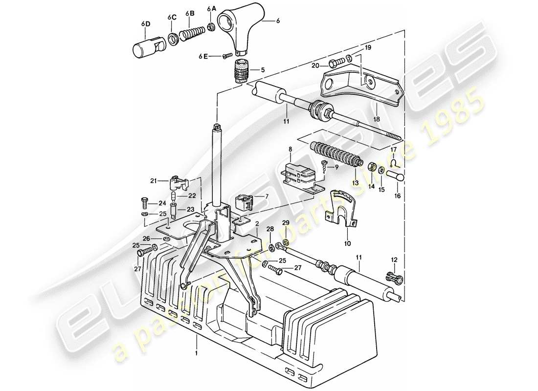 porsche 1986 (944) actuador - para - transmisión automática diagrama de piezas