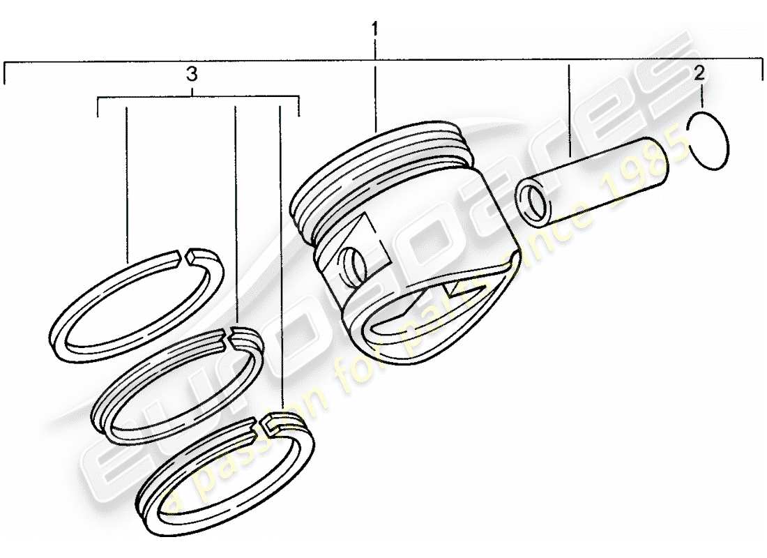 porsche 1991 (944) pistón - aros de pistón diagrama de piezas