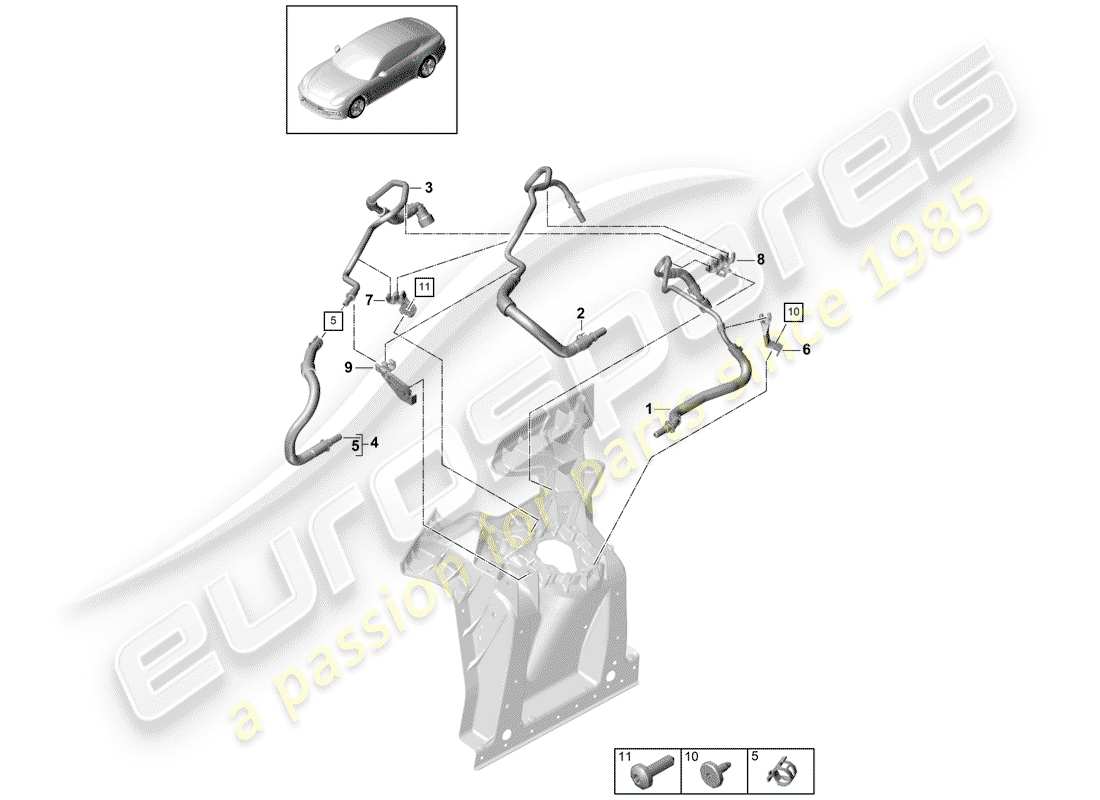 porsche 2017 (panamera 971-1) línea de combustible diagrama de piezas