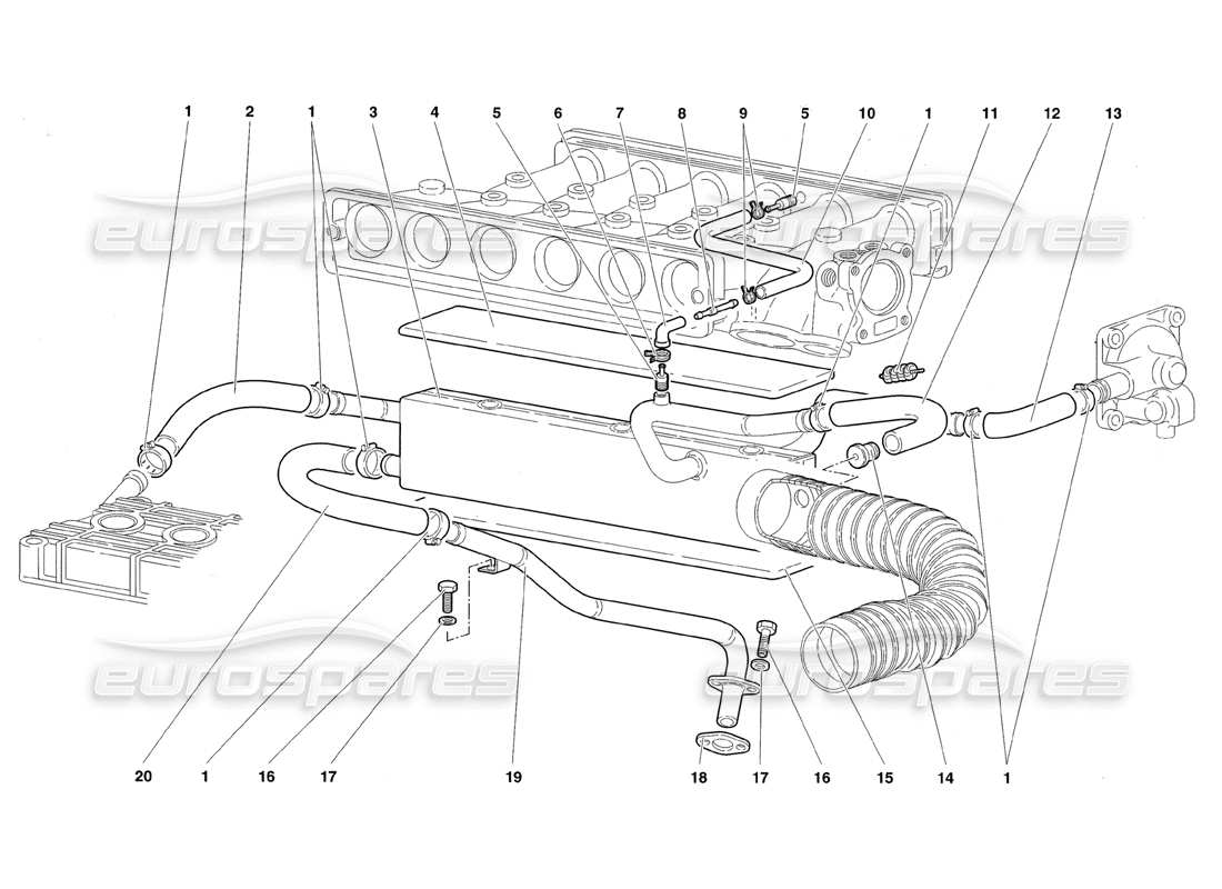 lamborghini diablo roadster (1998) diagrama de piezas del sistema de respiración de aceite del motor