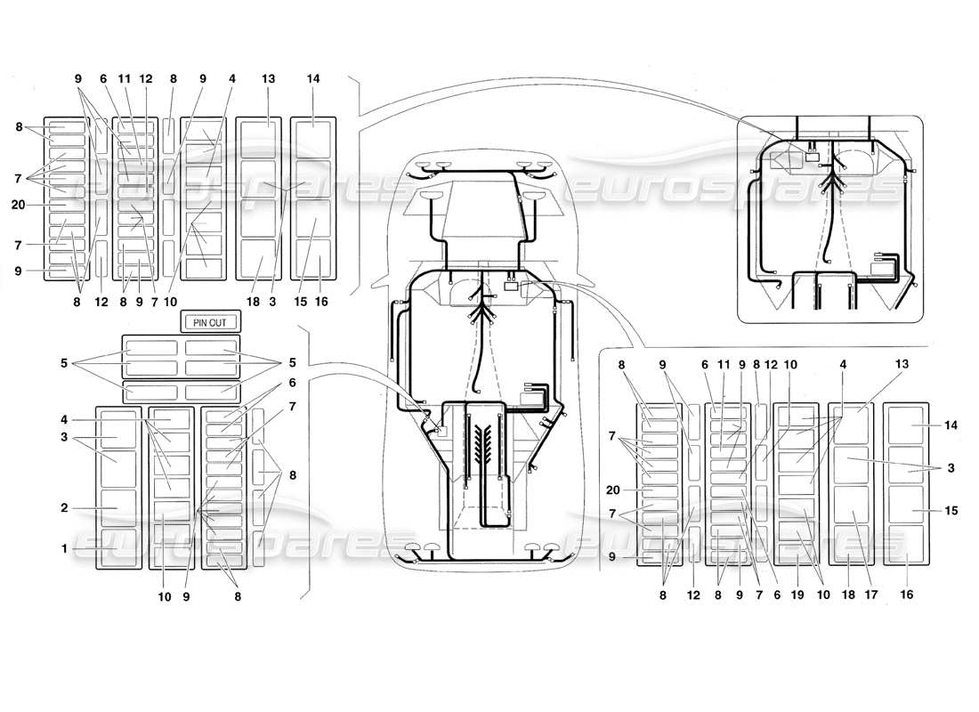 lamborghini diablo roadster (1998) sistema eléctrico diagrama de piezas