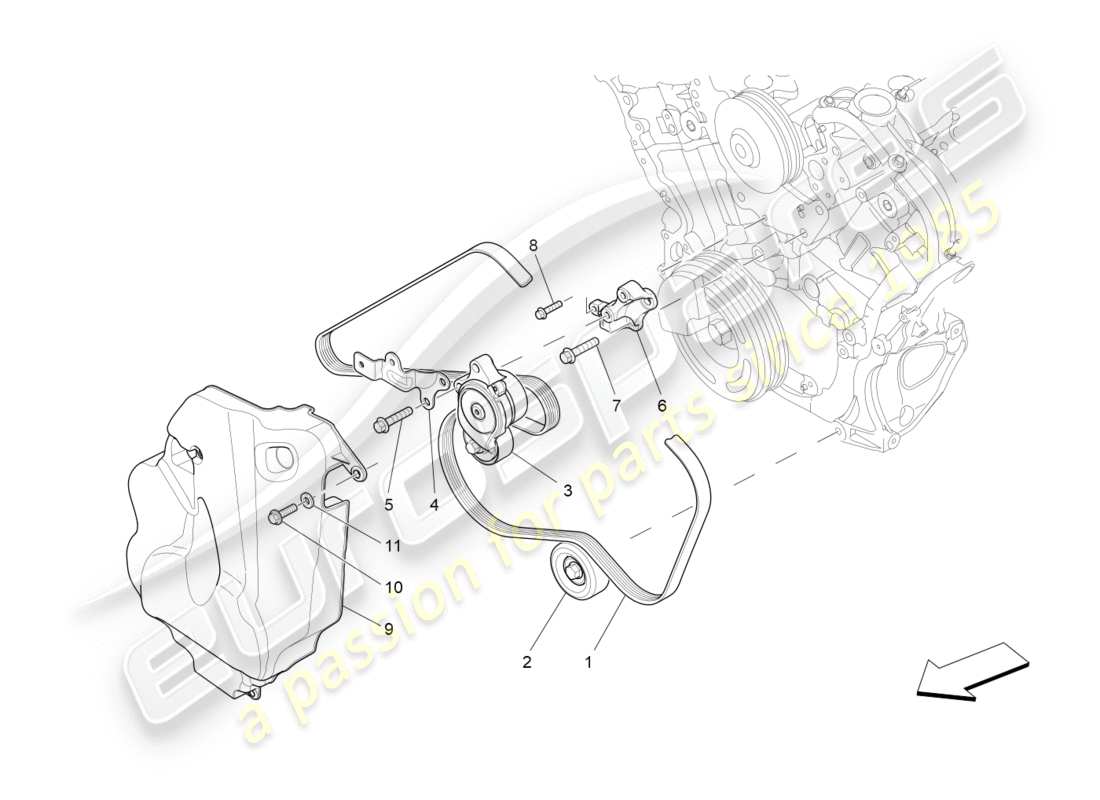 maserati qtp 3.0 tds v6 275hp (2015) diagrama de piezas de correas de dispositivos auxiliares