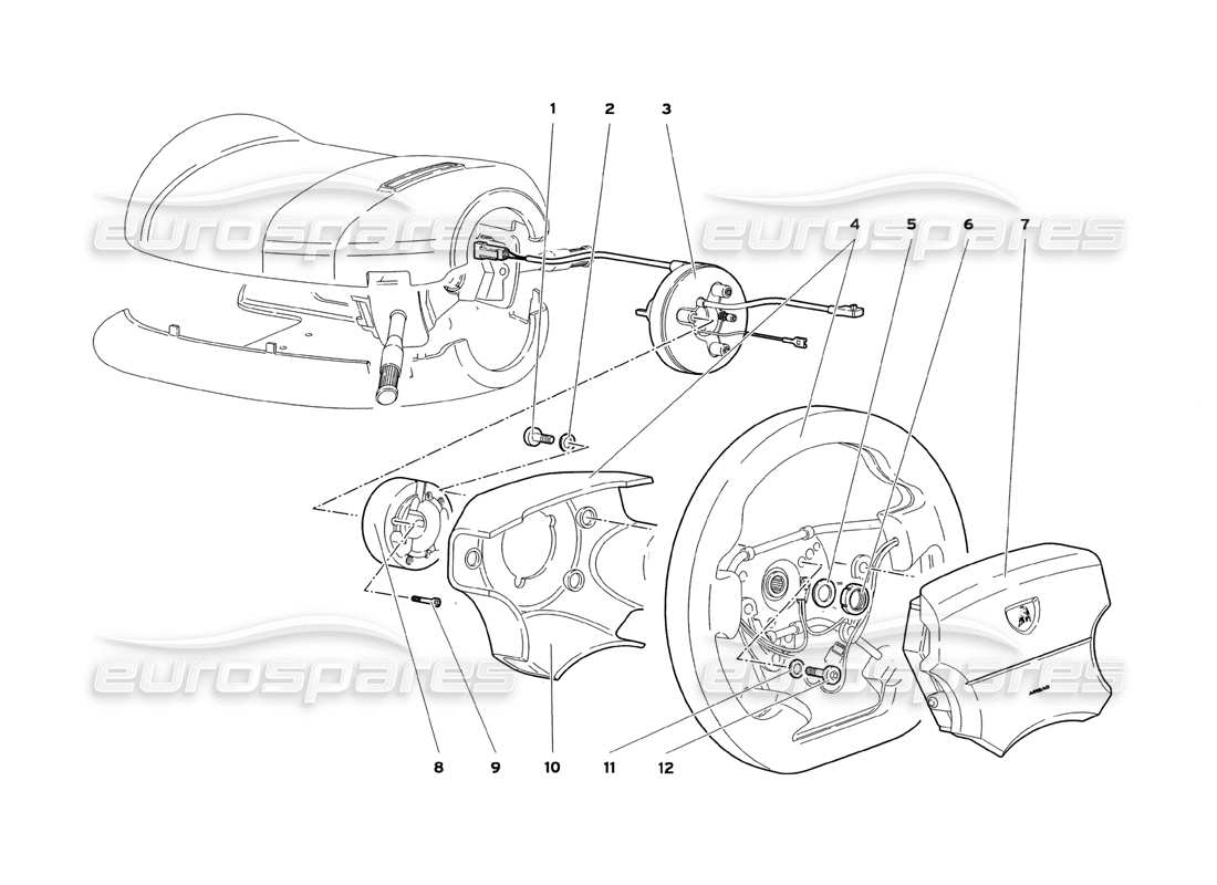 lamborghini diablo sv (1999) diagrama de piezas de dirección