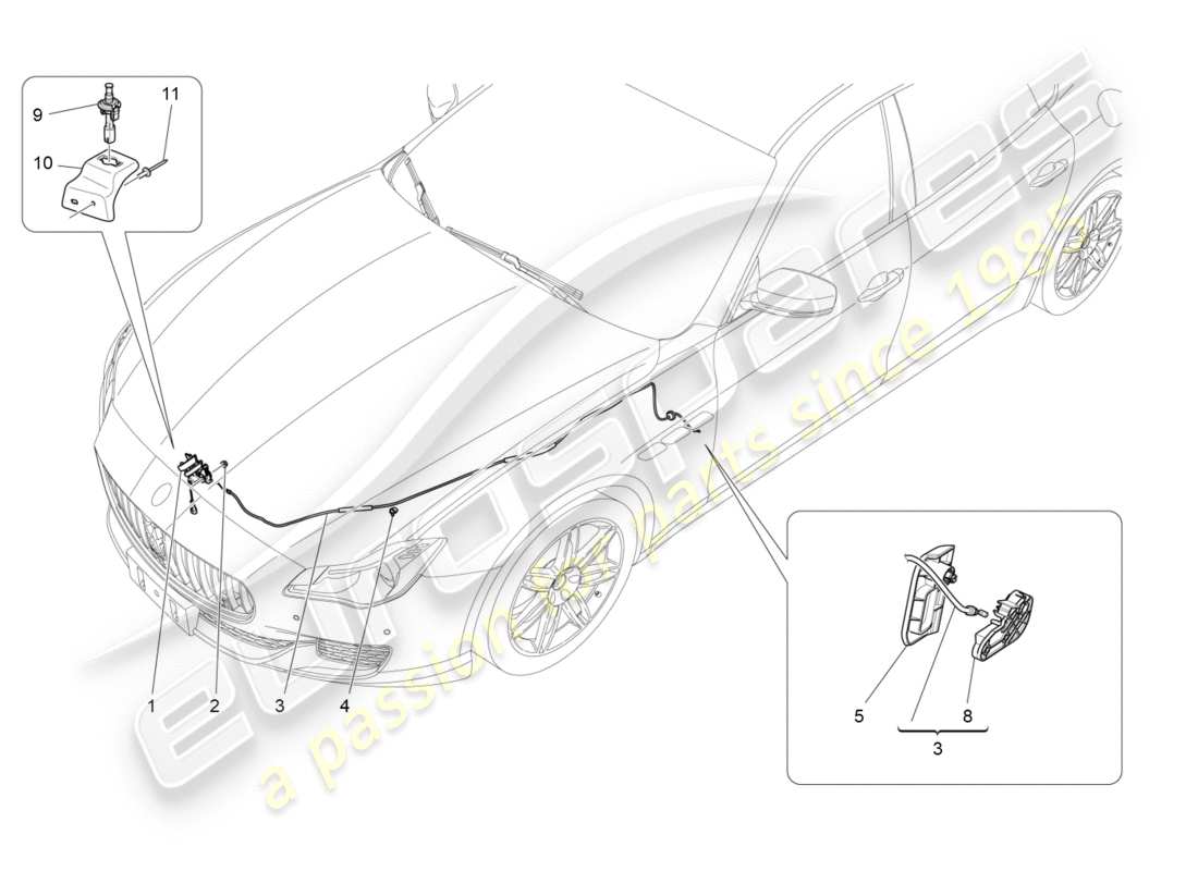 maserati qtp 3.0 bt v6 410hp (2014) diagrama de piezas del botón de apertura de la tapa frontal