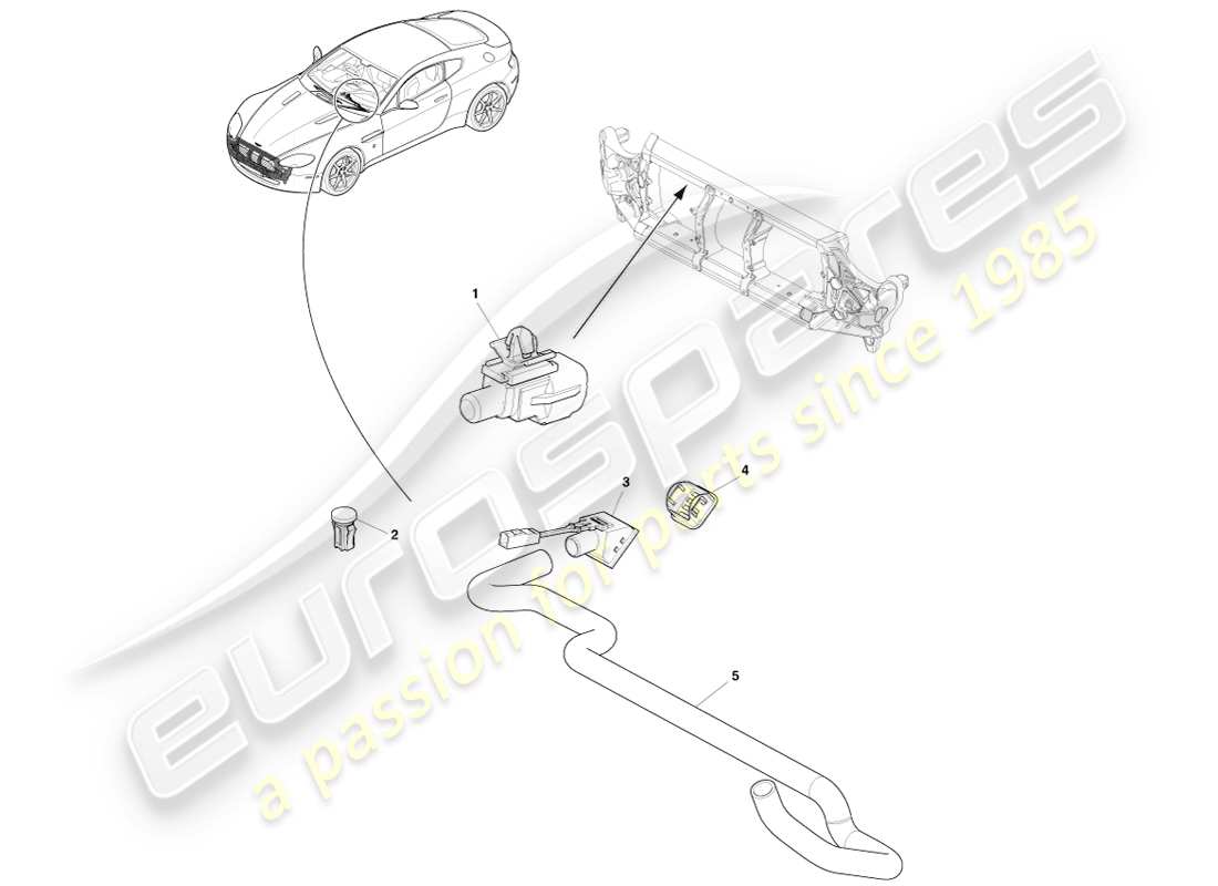 aston martin v8 vantage (2005) diagrama de piezas de sensores
