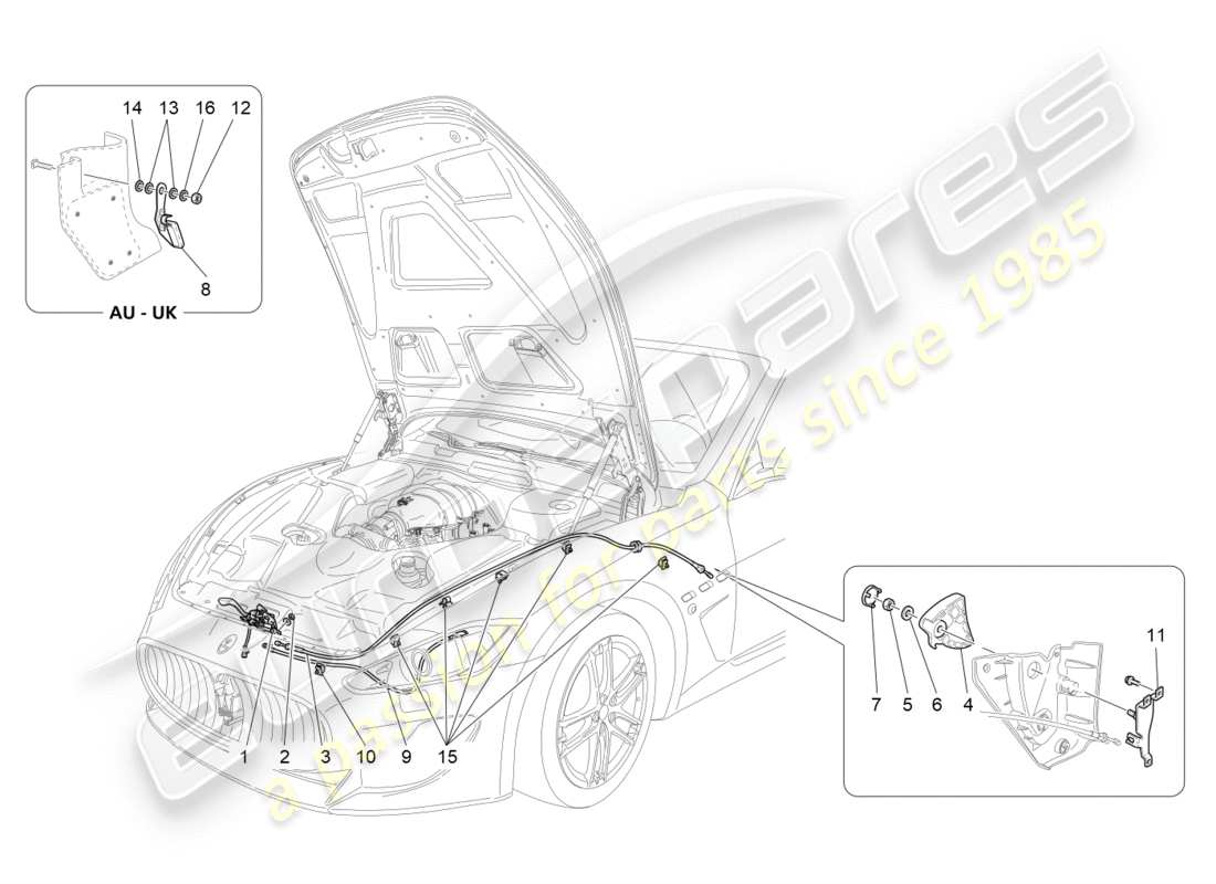 maserati qtp 3.0 tds v6 275hp (2015) diagrama de piezas del botón de apertura de la tapa frontal