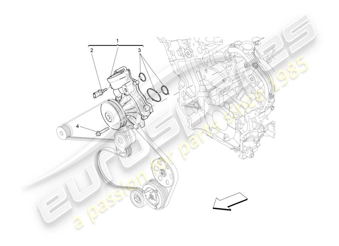 maserati qtp 3.0 tds v6 275hp (2015) sistema de refrigeración: diagrama de piezas de la bomba de agua