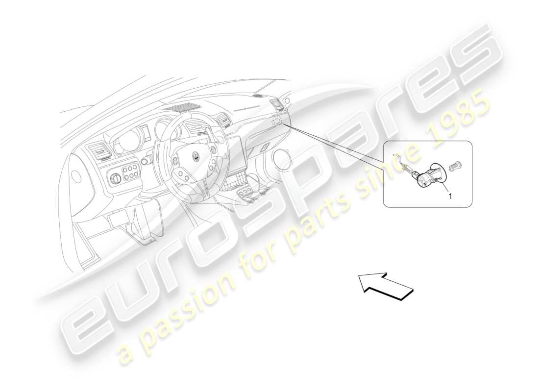 maserati granturismo s (2018) diagrama de piezas de desactivación del airbag del pasajero