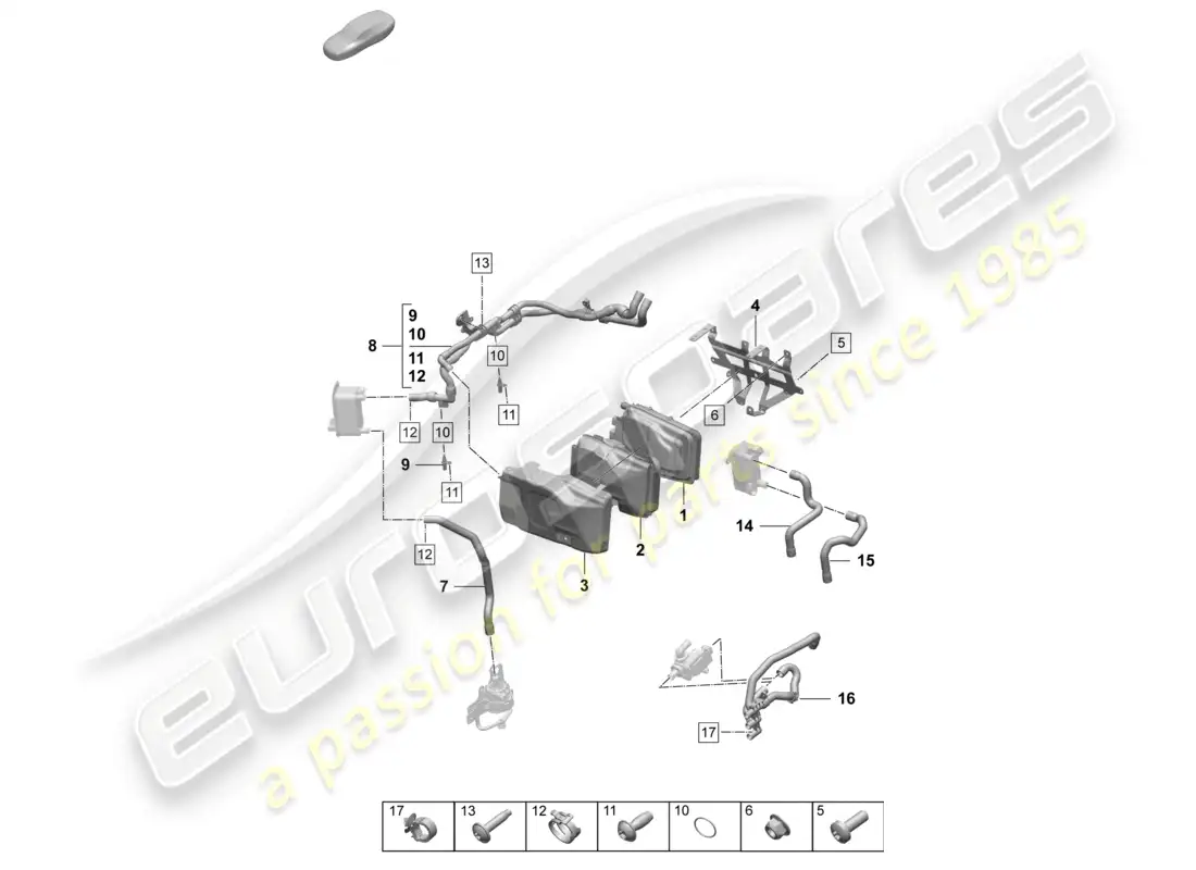 porsche 2025 (taycan 9j1-2) calentador de tubo de refrigerante diagrama de piezas