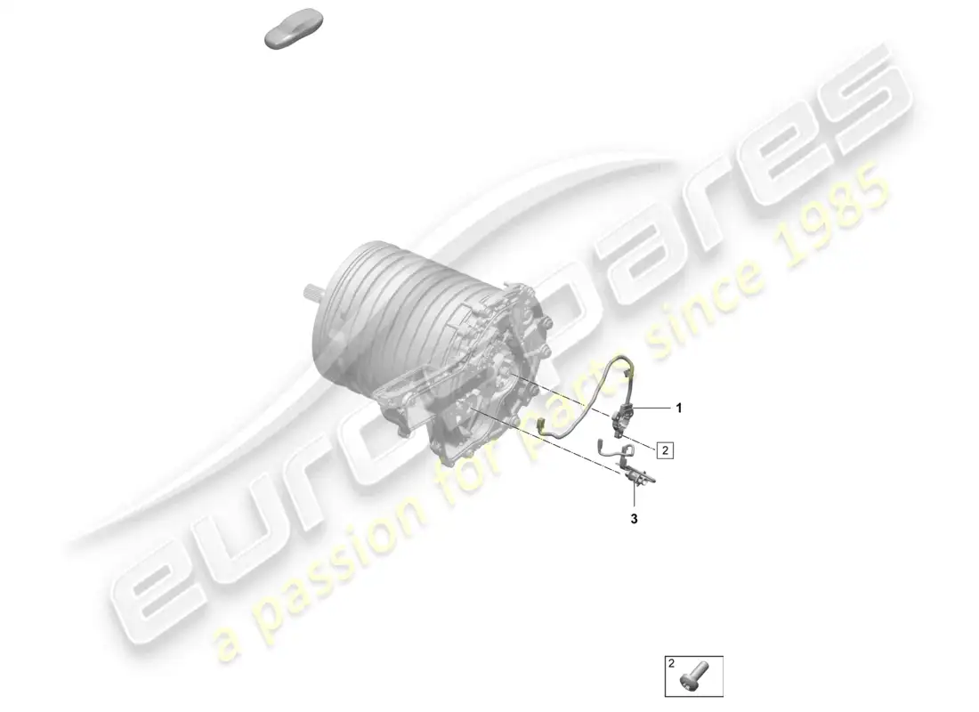 porsche 2025 (taycan 9j1-2) motor de tracción para accionamiento eléctrico eje trasero sensores diagrama de piezas