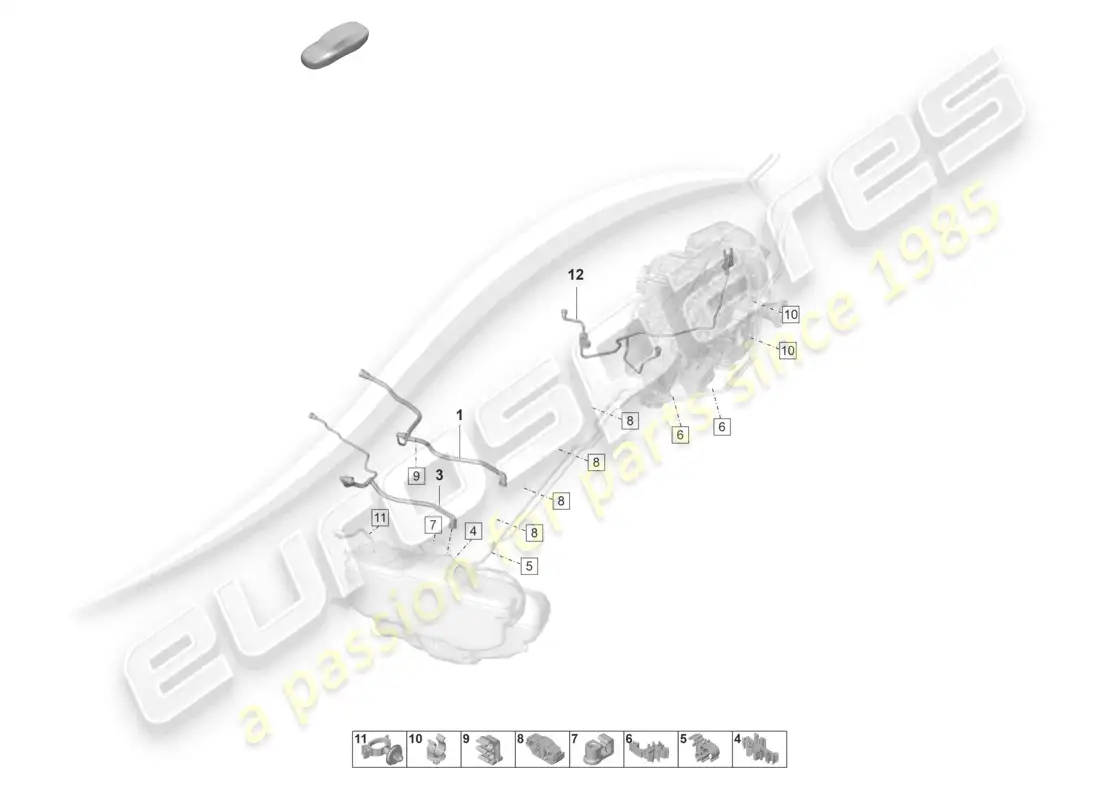 porsche 2026 (992-2 gt3/rs/st) línea de respiración ventilación del tanque diagrama de piezas