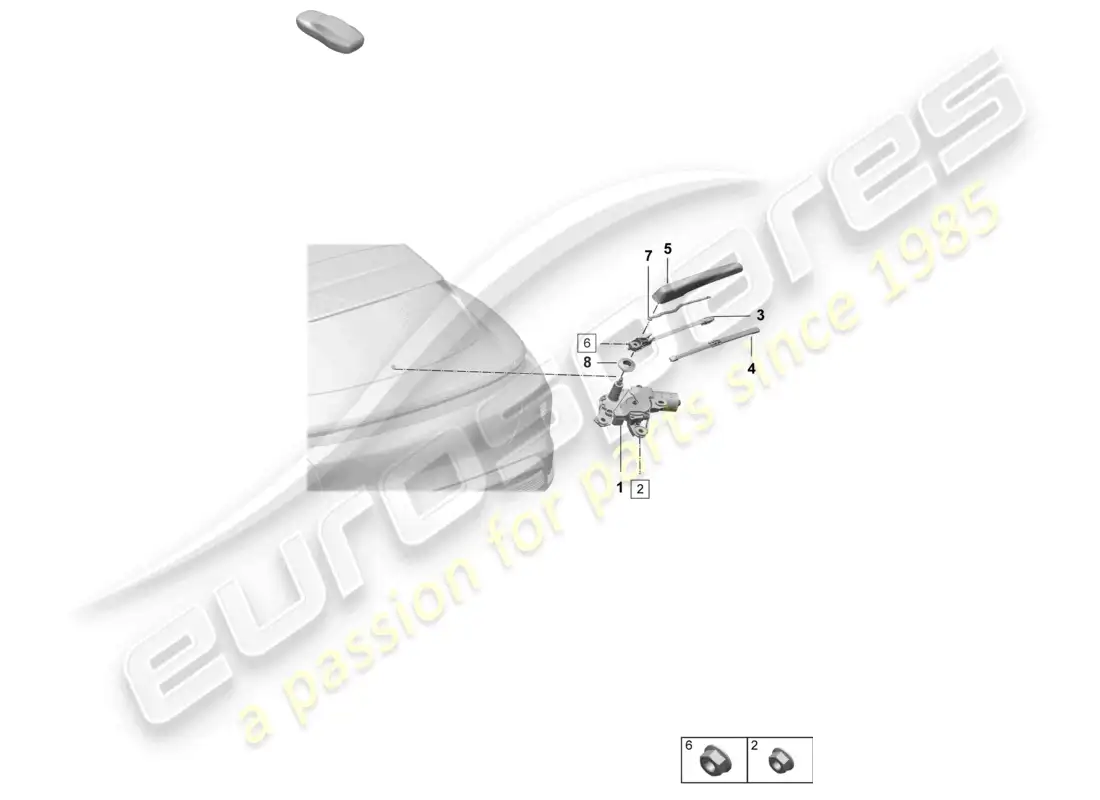 porsche 2025 (taycan 9j1-2) sistema de limpiaparabrisas y arandela para luneta trasera diagrama de piezas