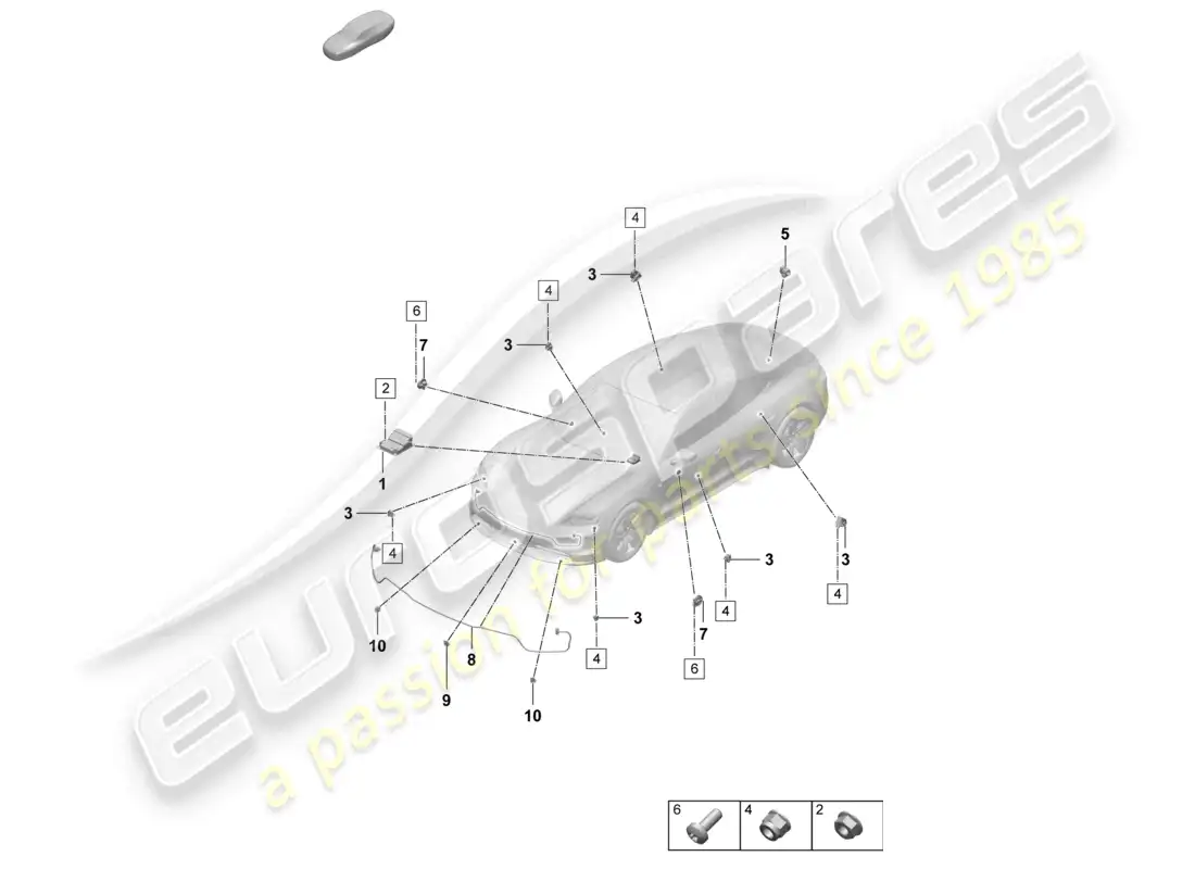 porsche 2025 (taycan 9j1-2) unidad de control para airbag sensor de impacto para airbag protección de peatones diagrama de piezas