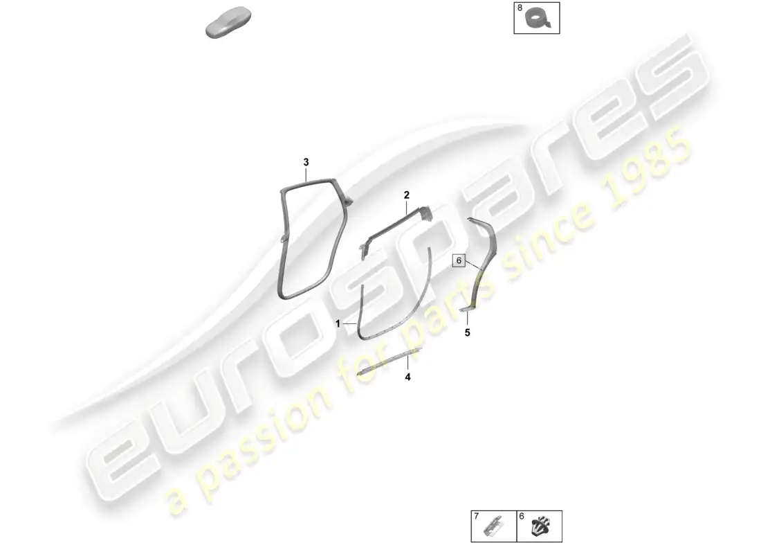 porsche 2025 (taycan 9j1-2) junta de puerta trasera accesorios diagrama de piezas