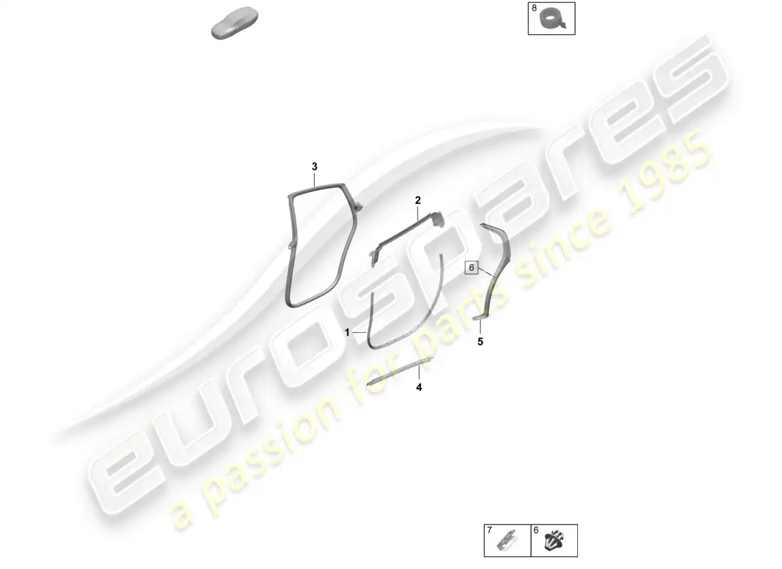 porsche 2025 (taycan 9j1-2) junta de puerta trasera accesorios diagrama de piezas