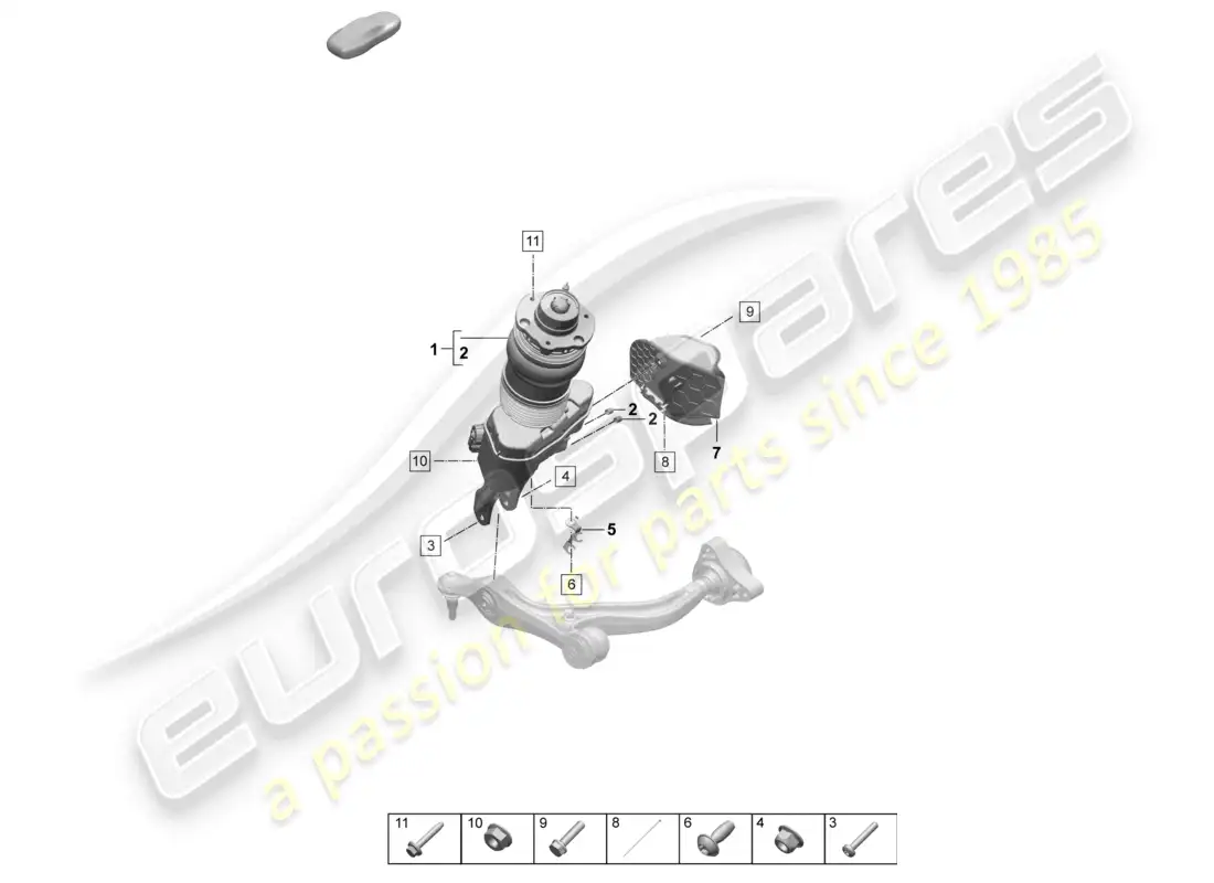 porsche 2026 (taycan 9j1-2) suspensión neumática control de amortiguación eléctrico activo diagrama de piezas