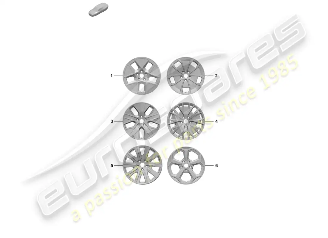 porsche 2026 (taycan 9j1-2) llanta de aleación 20 diagrama de piezas