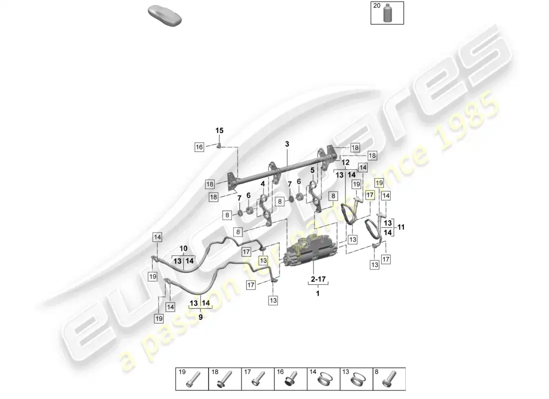 porsche 2026 (taycan 9j1-2) control de amortiguación eléctrica activa diagrama de piezas