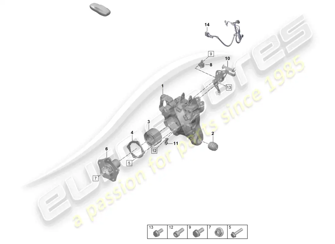 porsche 2023 (taycan 9j1-1) diagrama de piezas del portador de ruedas