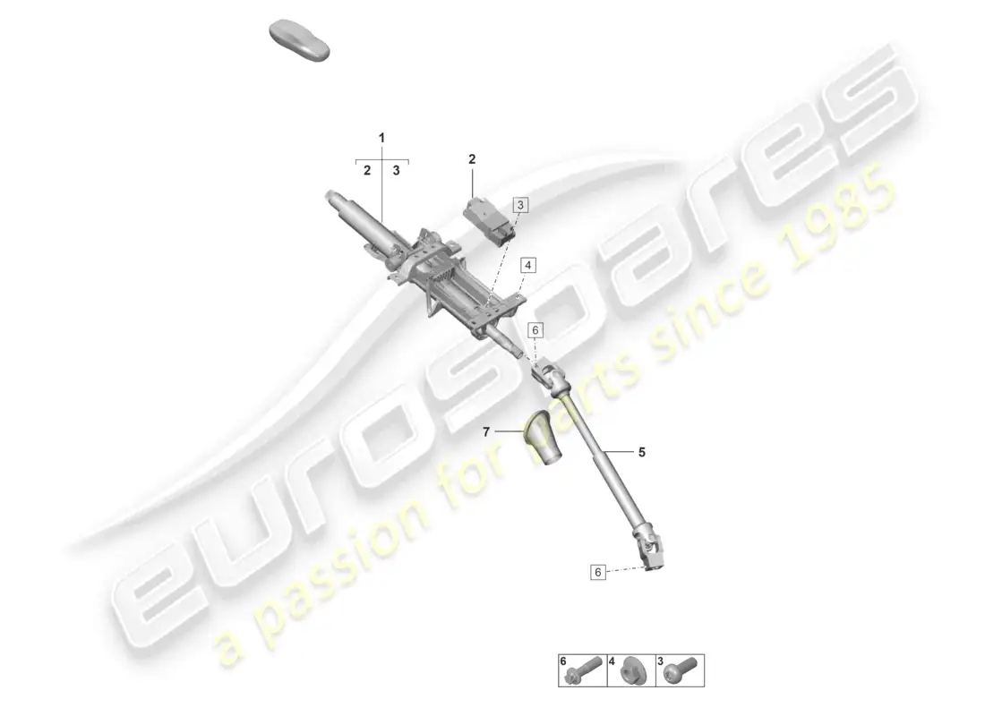 porsche 2022 (992-1 gt3/rs/st) diagrama de piezas de la columna de dirección