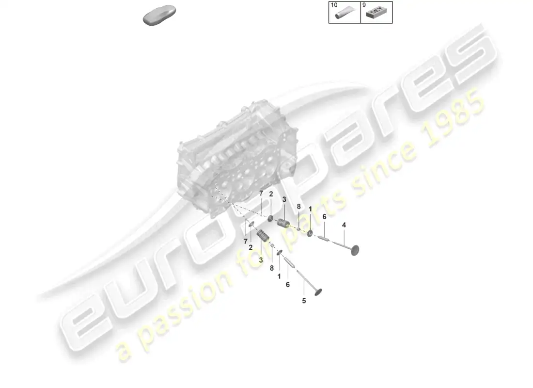 porsche 2025 (992-2 gt3/rs/st) culata piezas individuales válvula diagrama de piezas
