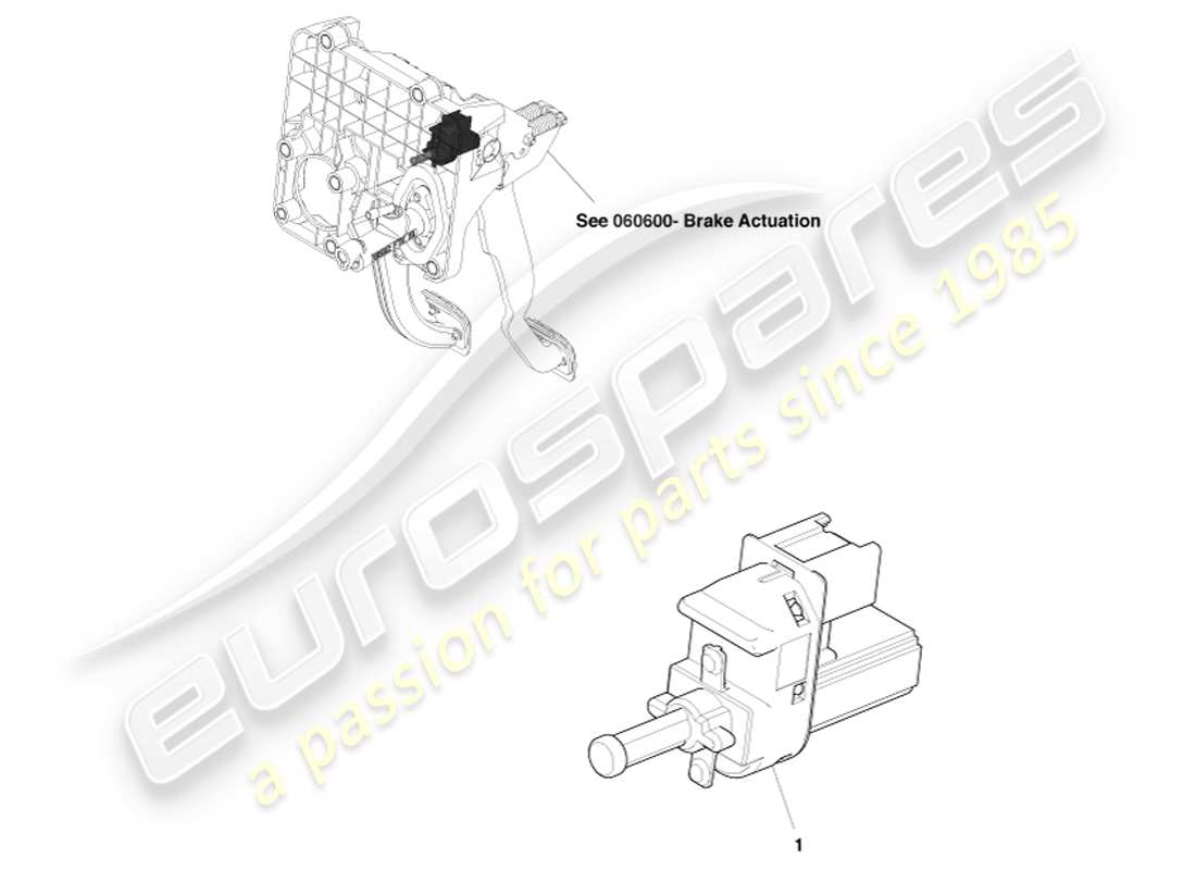 aston martin v8 vantage (2007) diagrama de piezas del interruptor del pedal del embrague
