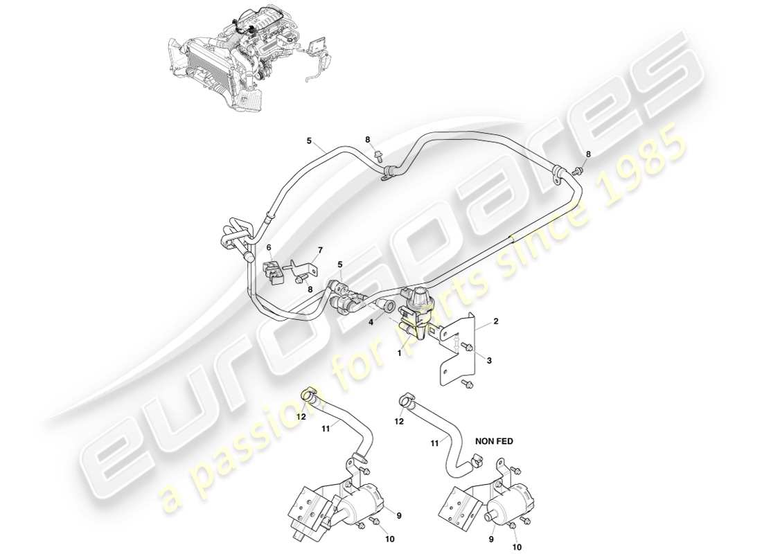 aston martin v8 vantage (2005) diagrama de partes de emisiones evaporativas