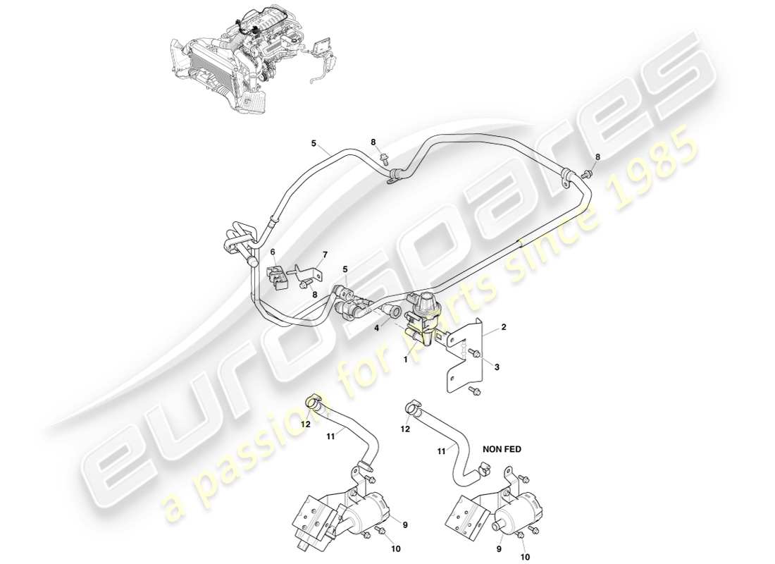 aston martin v8 vantage (2007) diagrama de partes de emisiones evaporativas