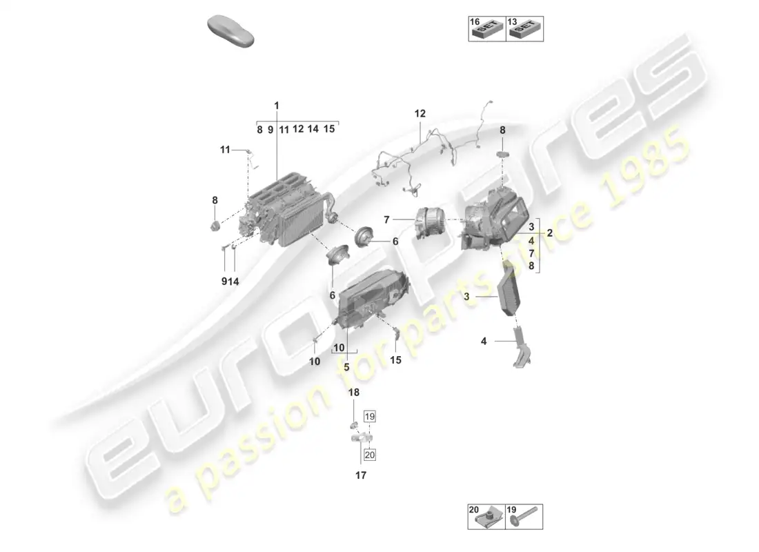 porsche 2026 (taycan 9j1-2) aire acondicionado rhd calefacción, ventilación y sistema de aire acondicionado. diagrama de piezas
