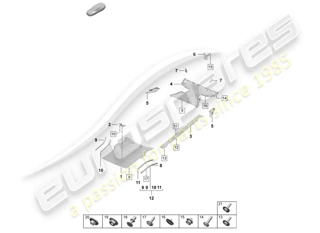 porsche 2025 (taycan 9j1-2) moldura de bajos guía de aire accesorios diagrama de piezas