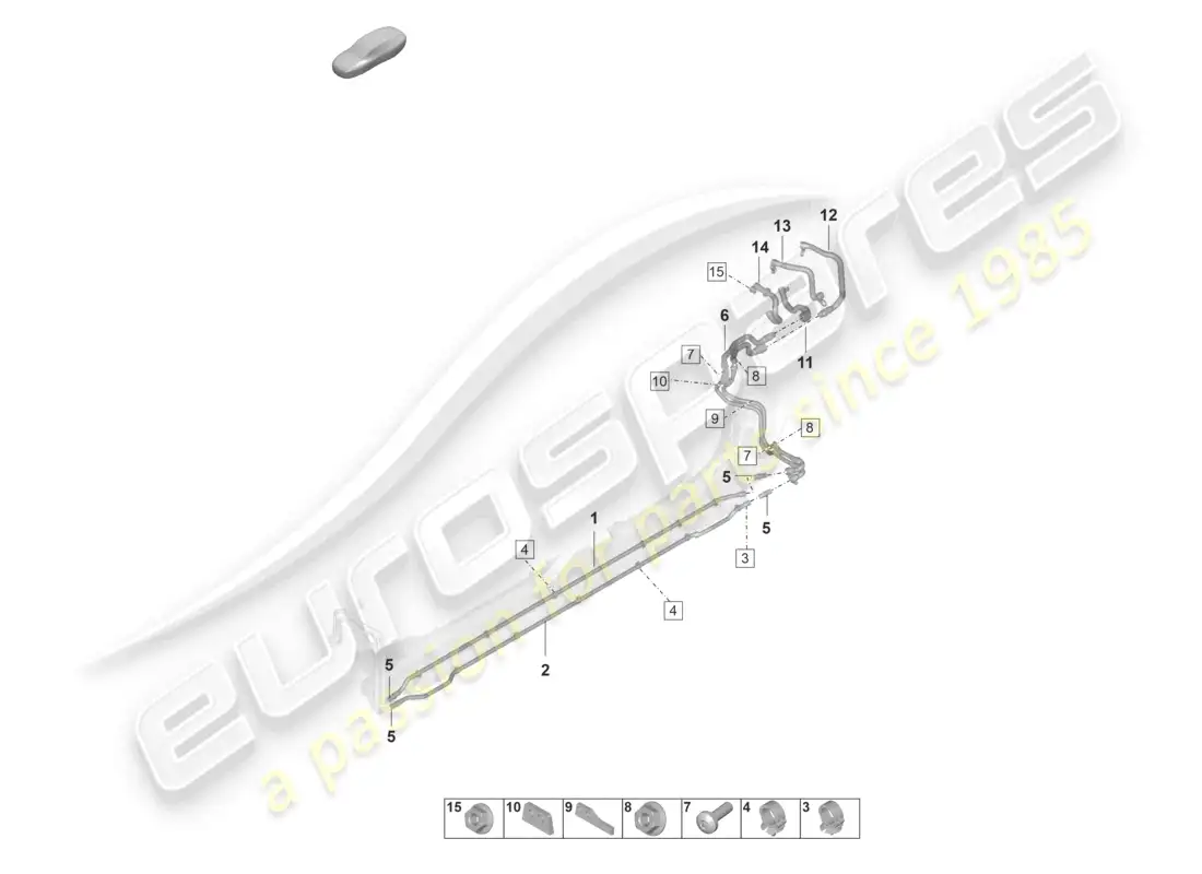 porsche 2022 (taycan 9j1-1) tubo de refrigerante trasero diagrama de piezas