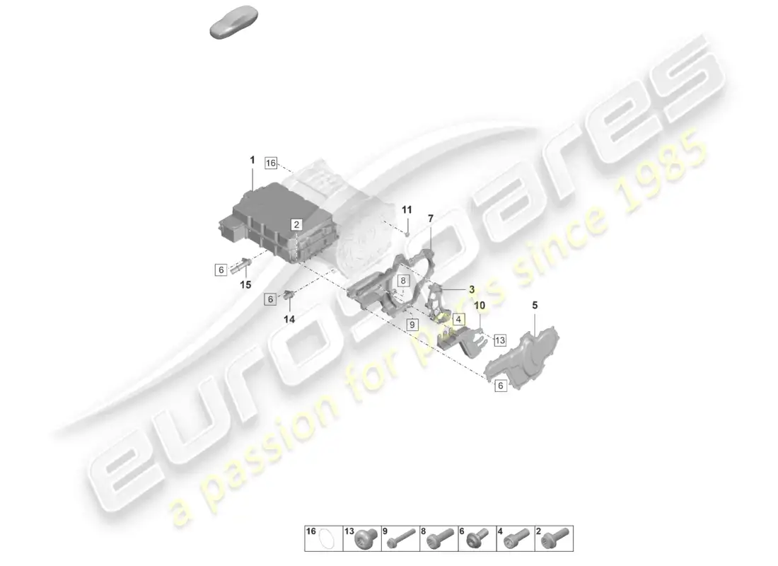 porsche 2022 (taycan 9j1-1) motor de tracción para accionamiento eléctrico piezas individuales eje trasero diagrama de piezas