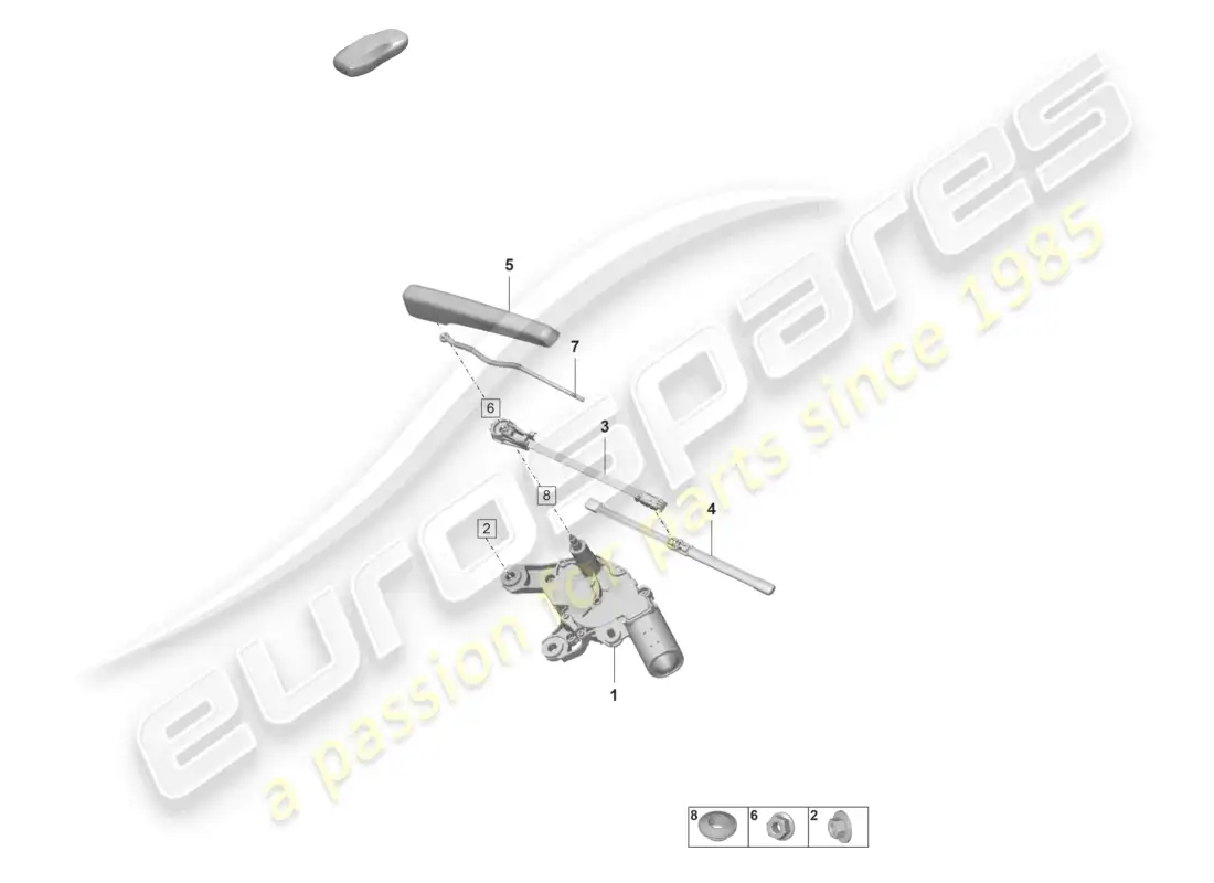 porsche 2020 (taycan 9j1-1) diagrama de piezas del sistema de limpiaparabrisas y arandela de la ventana trasera