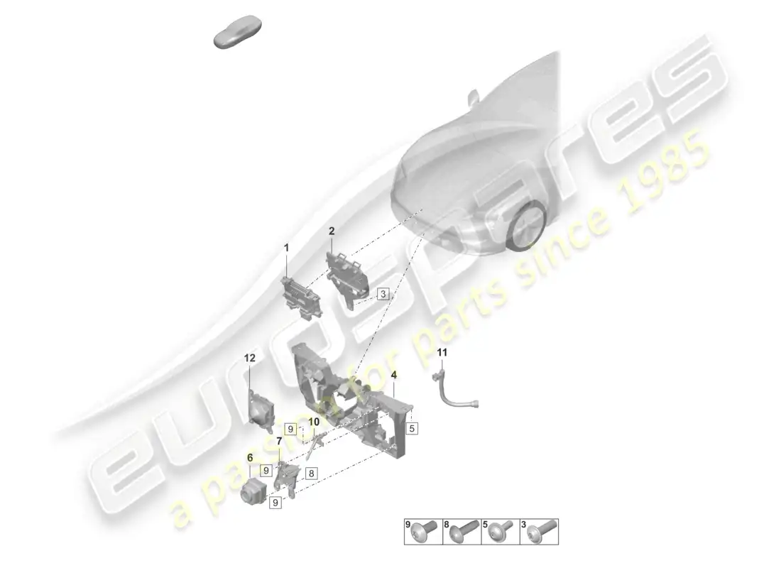 porsche 2020 (taycan 9j1-1) piezas individuales para vehículos con sistema de visión nocturna diagrama de piezas