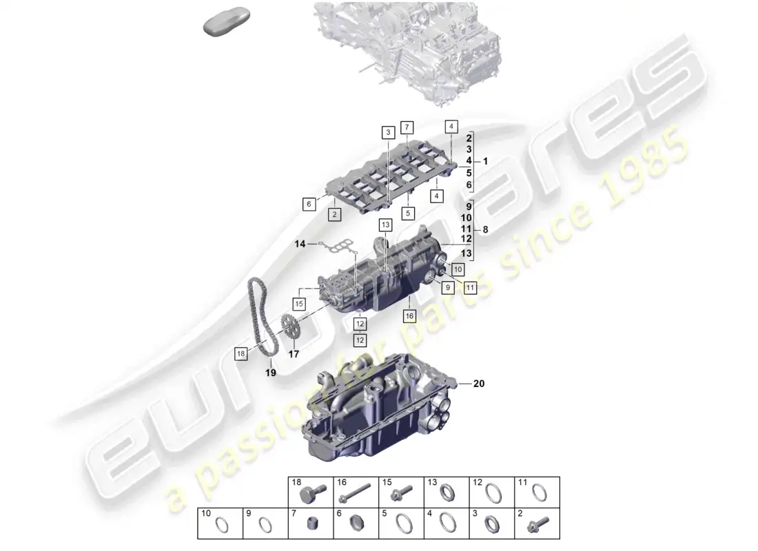 porsche 2025 (992-2 gt3/rs/st) bomba de aceite del motor (prensa de aceite/lubricación) diagrama de piezas