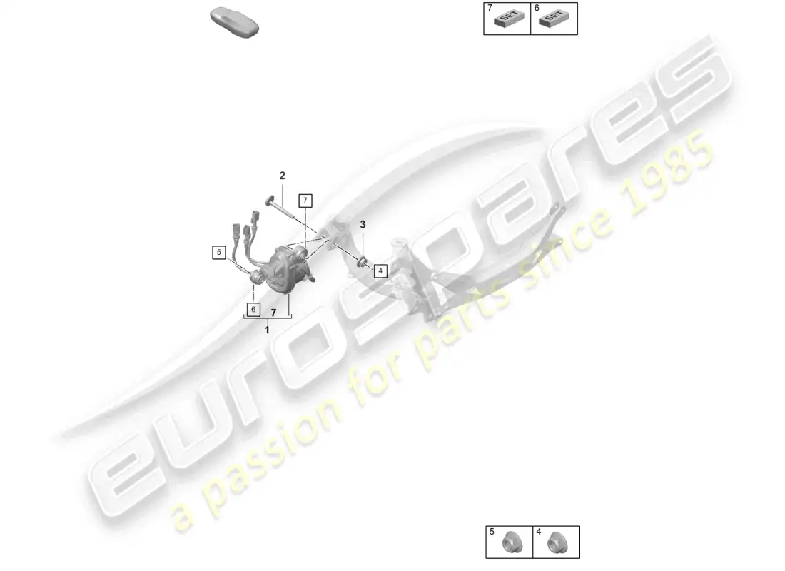 porsche 2022 (992-1 gt3/rs/st) dirección del eje trasero diagrama de piezas