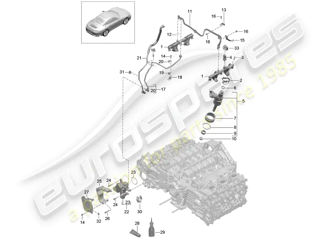 porsche 2018 (991-2 turbo) tubo de recogida de combustible diagrama de piezas