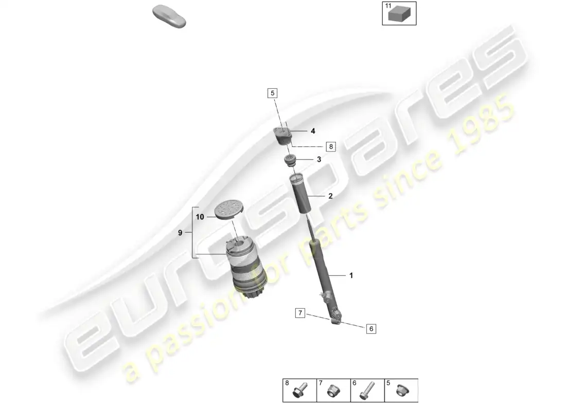 porsche 2026 (taycan 9j1-2) suspensión neumática amortiguadores diagrama de piezas