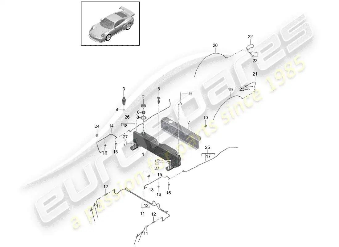 porsche 2018 (991-2 turbo) depósito de agua para agua diagrama de piezas