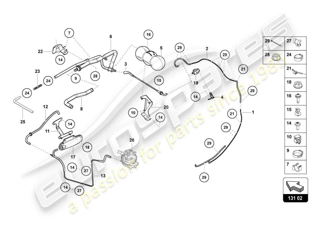 lamborghini lp700-4 roadster (2016) sistema de vacío diagrama de piezas