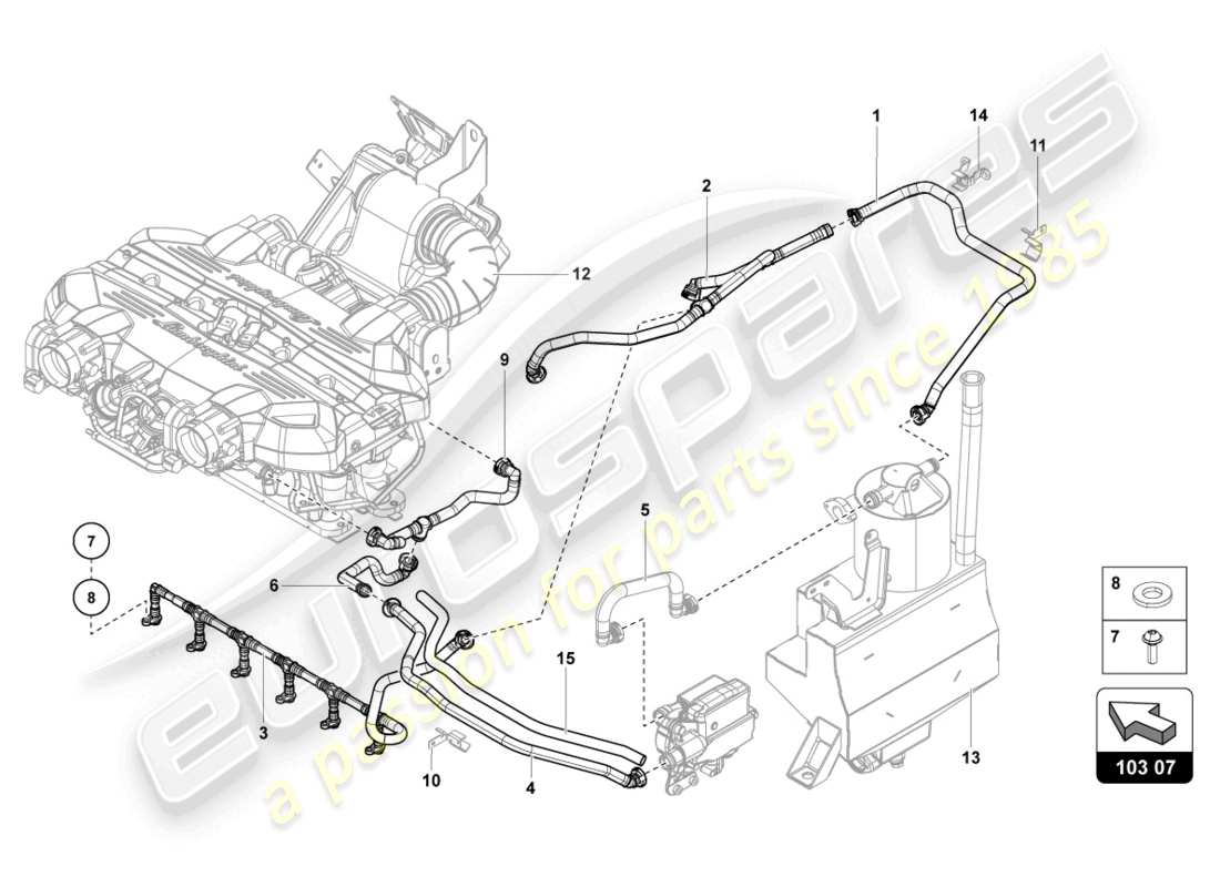 lamborghini lp740-4 s roadster (2020) ventilación para tapa de culata de vin cla00325 diagrama de piezas