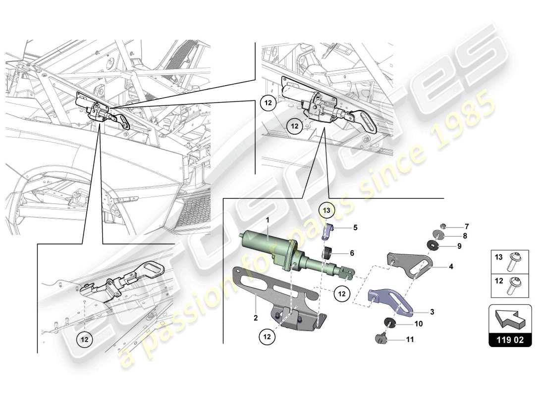 lamborghini lp700-4 coupe (2016) motor for wind deflector part diagram