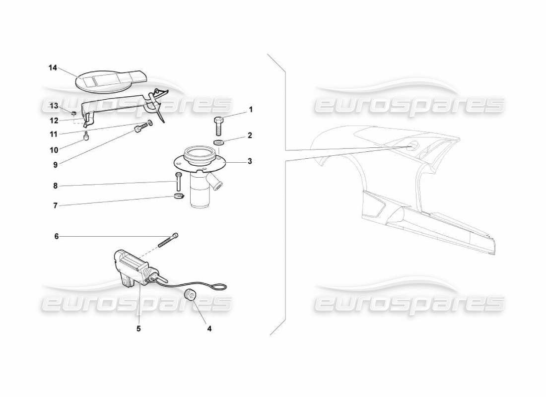 lamborghini murcielago lp670 diagrama de piezas de la tapa de combustible