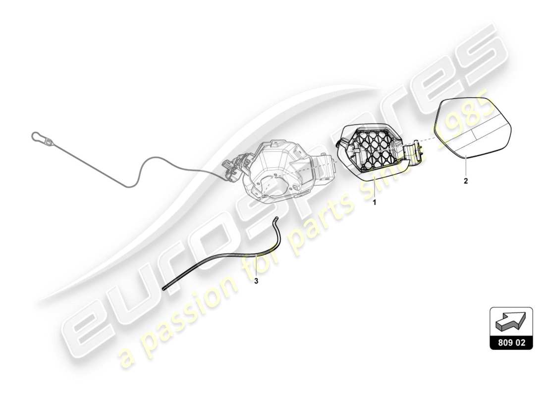 lamborghini centenario roadster (2017) diagrama de piezas de la tapa de llenado de combustible