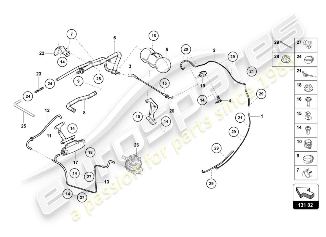 lamborghini lp740-4 s roadster (2021) diagrama de piezas del sistema de vacío