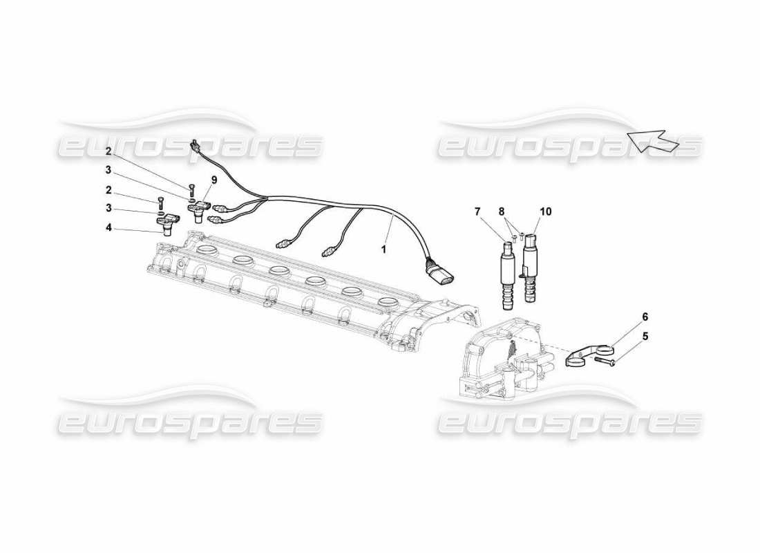 lamborghini murcielago lp670 sensores de fase lh cyl head diagrama de piezas