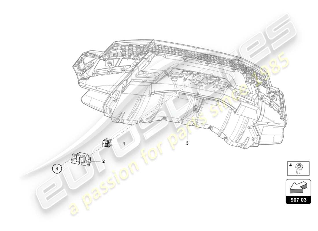 lamborghini performante spyder (2019) diagrama de piezas de la cámara de marcha atrás