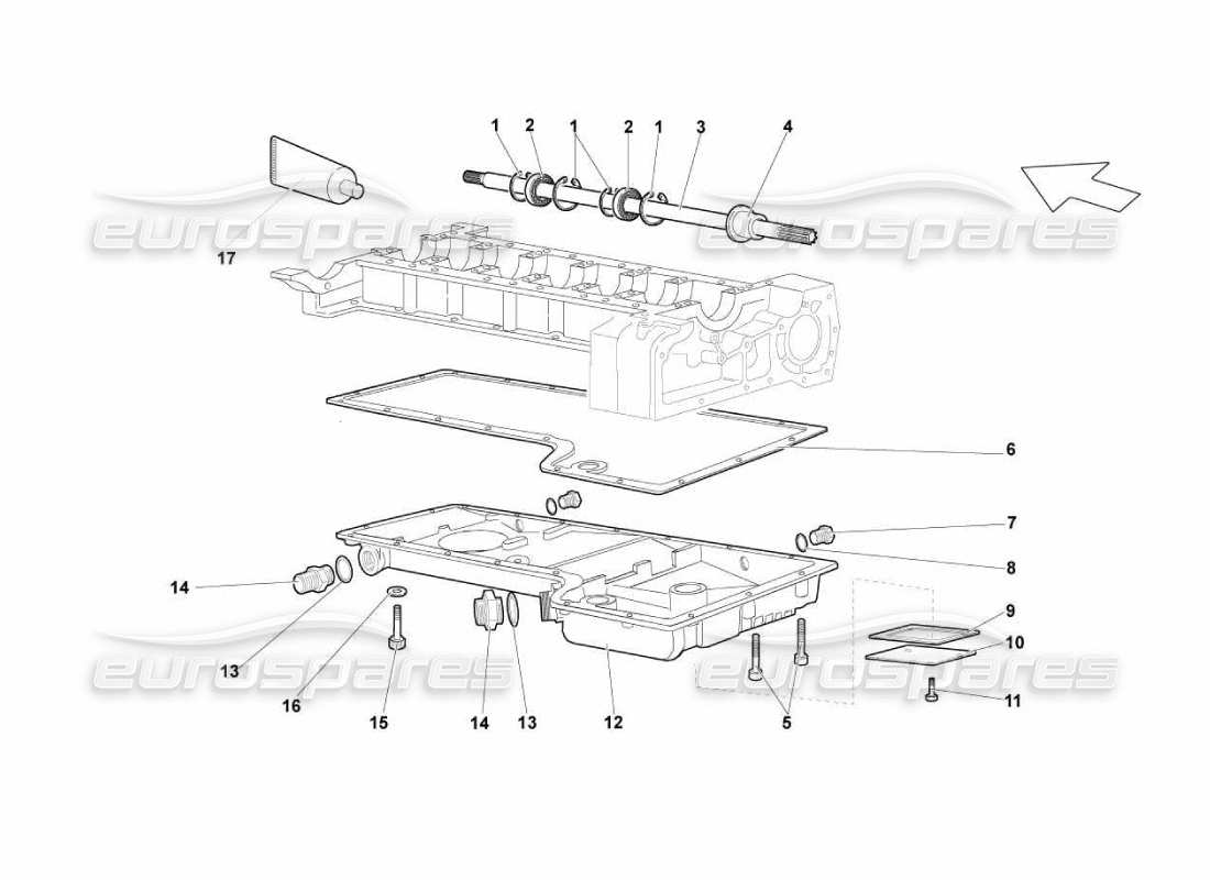 lamborghini murcielago lp670 diagrama de piezas del cárter de aceite