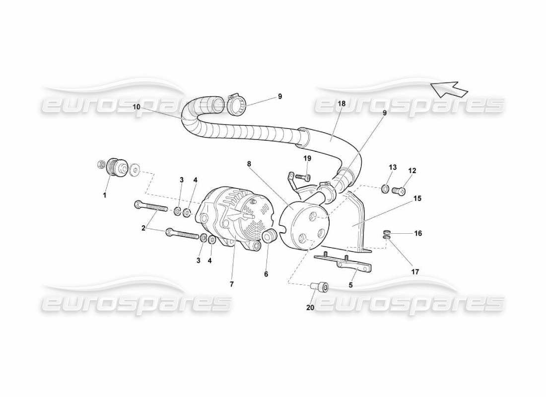 lamborghini murcielago lp670 alternador diagrama de piezas