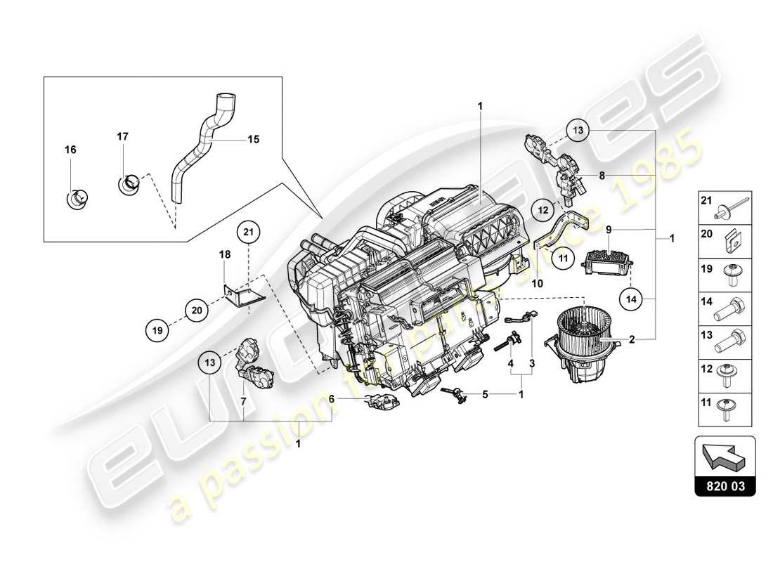 lamborghini centenario roadster (2017) diagrama de piezas de aire acondicionado